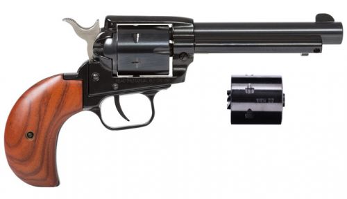 Heritage Manufacturing Rough Rider Black Birdhead 4.75" 22 Long Rifle / 22 Magnum / 22 WMR Revolver - 6 Rounds | 4.75" Barrel | Wood Grips | Blue/Black | Iron Sights
