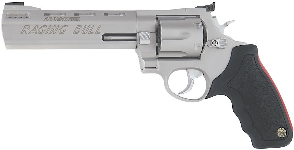 Taurus 444 Raging Bull Stainless 6.5" 44mag Revolver - 6 Rounds | 6.5" Barrel | Polymer Grips | Stainless/Silver | 3-Dot Sights