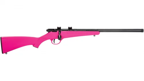 Savage Arms Rascal FV-SR Youth Right Hand Pink 22 Long Rifle Bolt Action Rifle - 1 Round | 16.125" Barrel | Pink Stock | Synthetic | Blue/Black