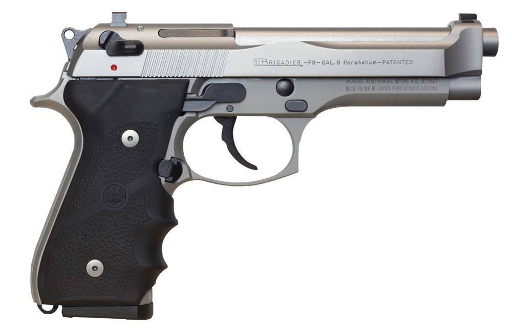 Beretta 92FS Brigadier Inox 9mm Pistol - 10 Rounds | 4.9" Barrel | Rubber Grips