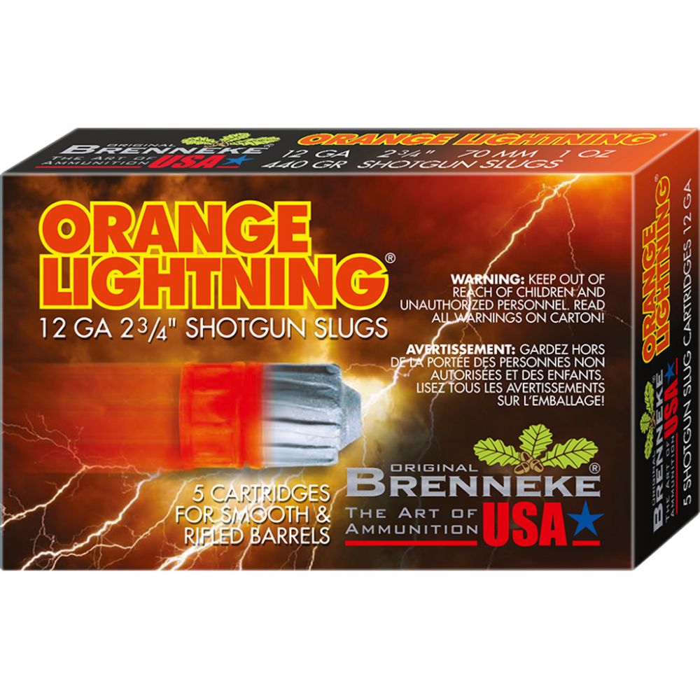 Brenneke Orange Lightning Slug 12ga 2-3/4" 1oz5rd box