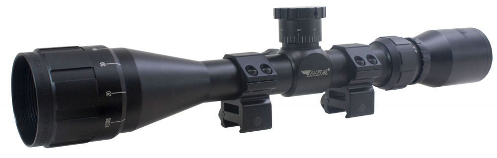BSA Sweet 22 3-9x 40mm AO Rifle Scope - 4" Eye Relief | 13 ft @ 100 yds Field of View | 12.13" Length | 11-30mm Objective Diameter | 1in Tube Diameter | Adjustable Magnification Magnification | 3-9x Adjustable Magnification