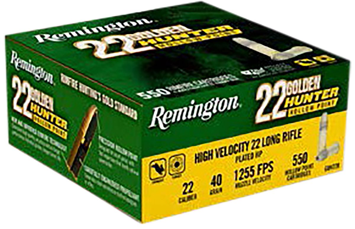 Remington Golden Hunter .22 LR 40 gr Plated Hollow Point 550 Per Box/ 12 Case