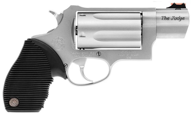 Taurus Judge Public Defender Stainless 2.5" 410/45 Long Colt Revolver - 5 Rounds | 2.5" Barrel | Polymer Grips | Stainless/Silver | Night Sights