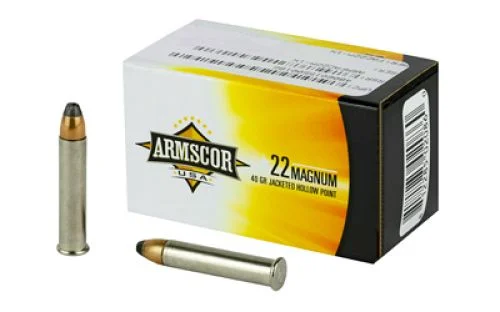 Armscor22 Mag 40gr Jacketed Hollow Point50rd box - Brass Casing
