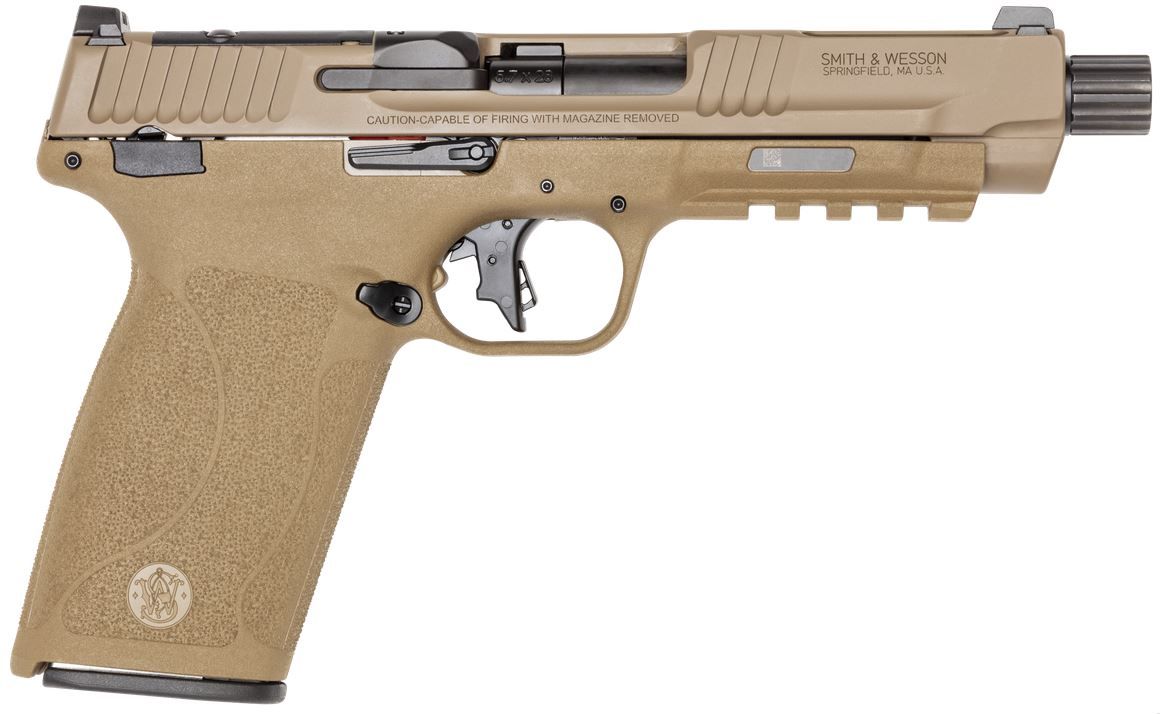 Smith & Wesson M&P5.7 5.7x28mm Flat Dark Earth 5" Threaded Barrel Optic Cut NTS 22+1 - 22+1 Rounds | 5" Barrel | FDE/Tan
