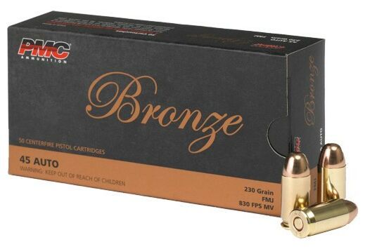 PMC .45 ACP Target 230 Grain Full Metal Jacket 50rd Box - Brass Casing