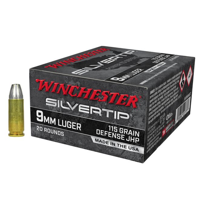 Winchester Silvertip Silvertip Jacket Hollow Point 9mm Ammo 115 gr 20 Round Box - Brass Casing
