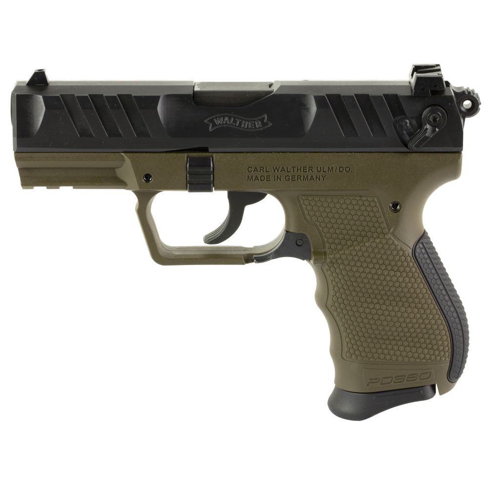 Walther Arms PD380, 380 ACP, 3.7" Barrel, Military Green, Manual Safety, 9 Rounds - 9+1 Rounds | 3.7" Barrel