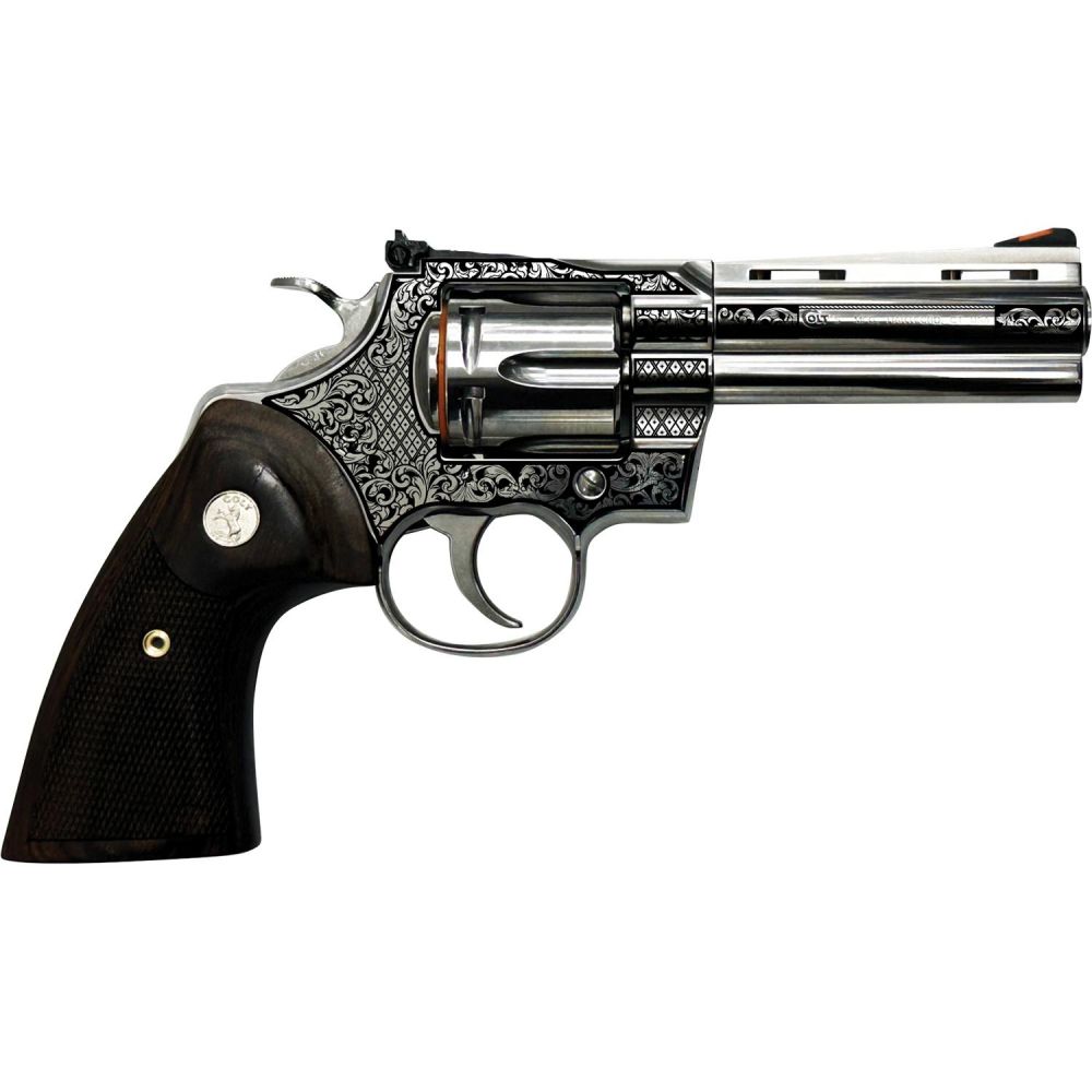 Colt Python "Filigree Frame and Barrel" Handgun .357 4.25" Wood Grips - 6 Rounds | 4.25" Barrel | Wood Grips | Stainless/Silver