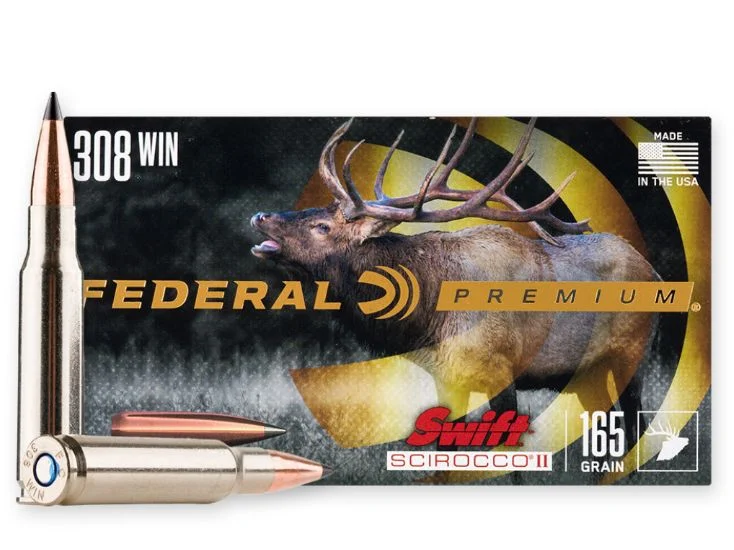 Federal Premium Swift Scirocco II 308 Winchester Ammo 20 Round Box - Brass Casing
