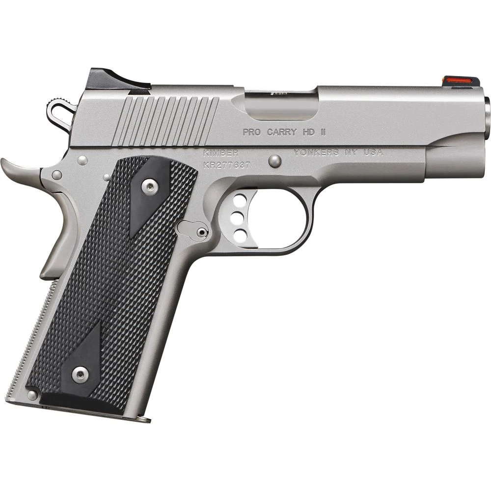 Kimber Pro Carry HD II 38 Super Semi Auto Pistol - 9 Rounds | 4" Barrel | Stainless/Silver | Fiber Optic Sights