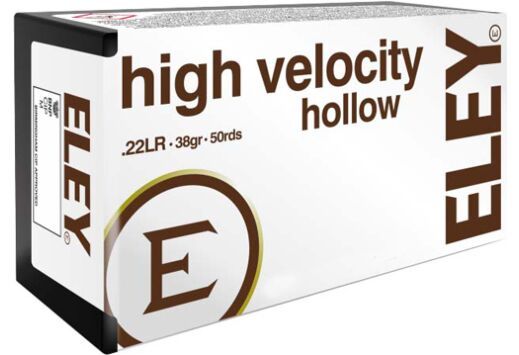 Eley High Velocity 22LR 38gr Hollow Point 50rd box - Brass Casing