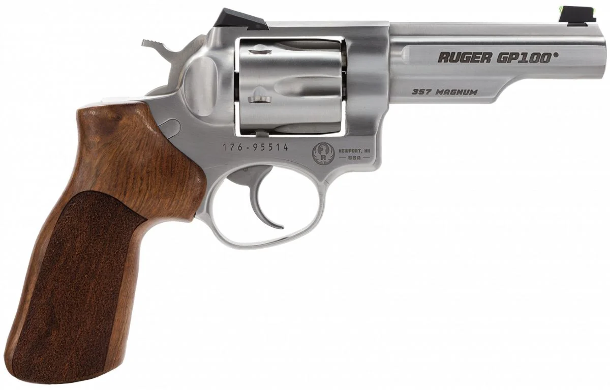 Ruger GP100 Match Champion 357 Magnum Revolver - 6 Rounds | 4.2" Barrel | Wood Grips | Stainless/Silver