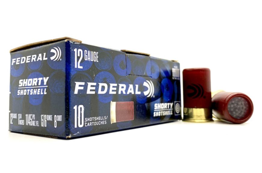 Federal Shorty Shotshell 12 Gauge Ammo 1-3/4"#8 shot 10 Round Box - Brass Casing