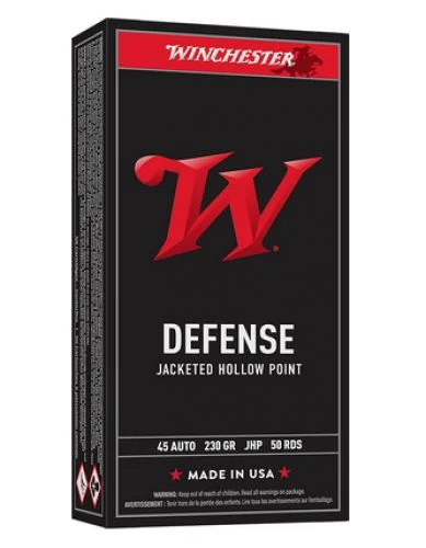 Winchester Jacketed Hollow Point 45 ACP Ammo 230gr 50 Round Box - Brass Casing