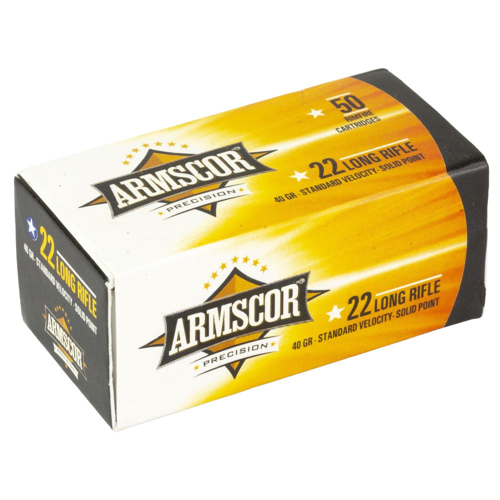 Armscor Precision.22 LR40gr Lead-RN Solid Point50rd box - Brass Casing