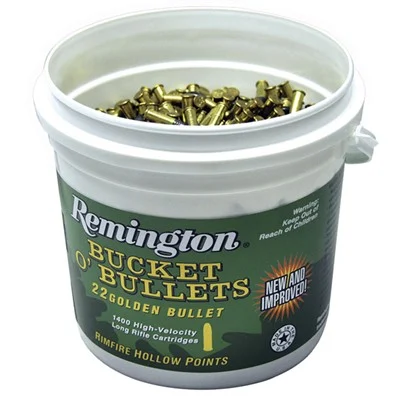 Remington Bucket O' Bullets 22 Golden Bullet 36gr HP 1400 rds - Brass Casing