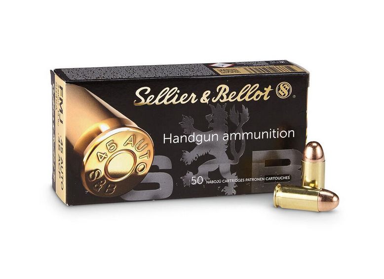 Sellier & Bellot Full Metal Jacket 45 ACP Ammo 50 Round Box - Brass Casing