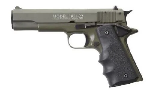Chiappa 1911-22 OD Green 22 Long Rifle Pistol - 10 Rounds | 5" Barrel | Rubber Grips | Stainless/Silver
