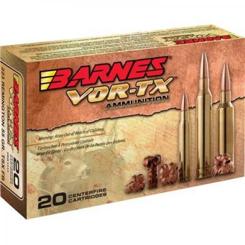 Barnes VOR-TX TXS Boat Tail 5.56x45mm Ammo 70 gr 20 Round Box - Brass Casing