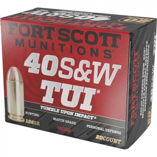 Fort Scott Munitions TUI Solid Copper 40 S&W Ammo 125 gr 20 Round Box - Brass Casing