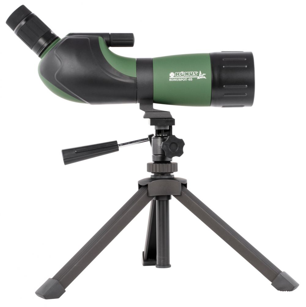 Konus KonuSpot 15-45x 65mm Angled Spotting Scope - 115 - 59 ft @ 1,000 yds Field of View | 15-45x Adjustable Magnification | 14" Length | 61-100mm+ Objective Diameter