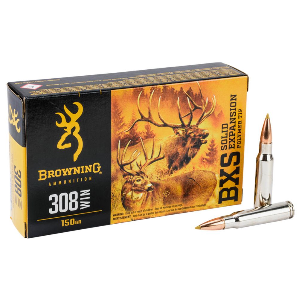 Browning Ammo BXS 308 Win 150 gr Terminal Tip 20 Bx/ 10 Cs - Brass Casing