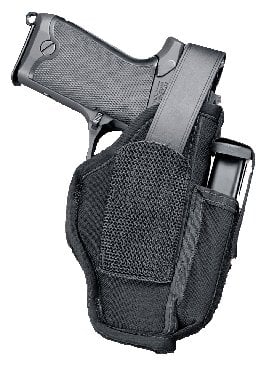 U. Mike's AMB HIP HLSTR W/MAG PCH S16 - Black Color | Nylon Material | Textured Model | Belt Type
