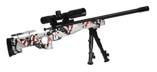 Crickett Youth Precision Complete Package Thumbhole Stock Right Hand 22 Long Rifle Bolt Action Rifle - 1 Round | 16.13" Barrel | Flag Design Stock | Synthetic
