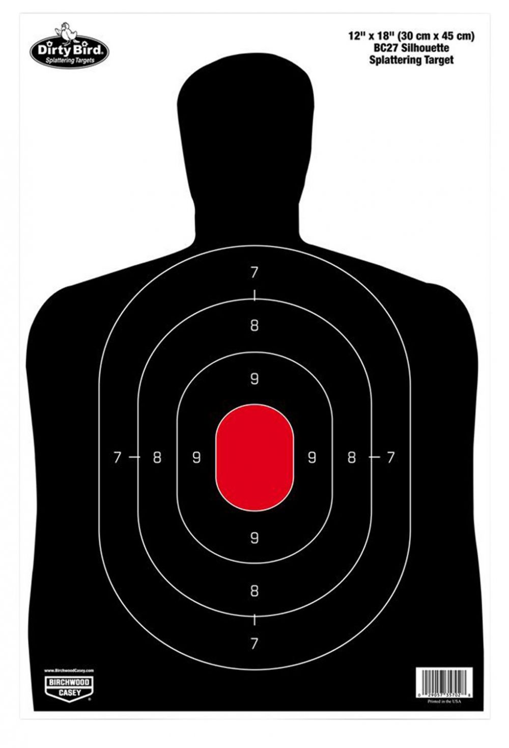 Birchwood Casey Dirty Bird BC-27 Hanging Tagboard 12" x 18" Silhouette Black/Red 100 Per Pack