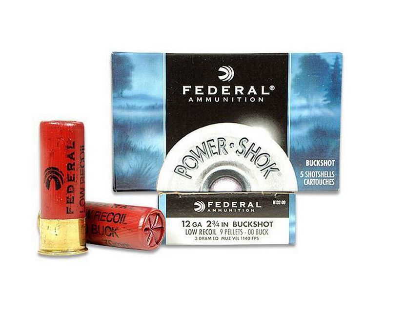 Federal Standard Power-Shok Buckshot 12 Gauge Ammo 2.75" 9 Pellet 5 Round Box - Brass Casing