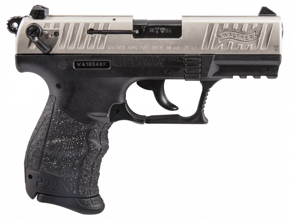 Walther Arms P22 .22LR Semi Auto Pistol - 10+1 Rounds | Stainless/Silver | 3-Dot Sights